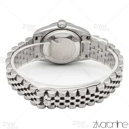 ساعت رولکس دیت جاست زنانه سیلور صفحه تیفانی نگینی مدیوم 106088