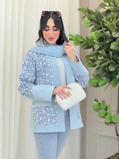مانتو جین نواردوزی جیب سگک