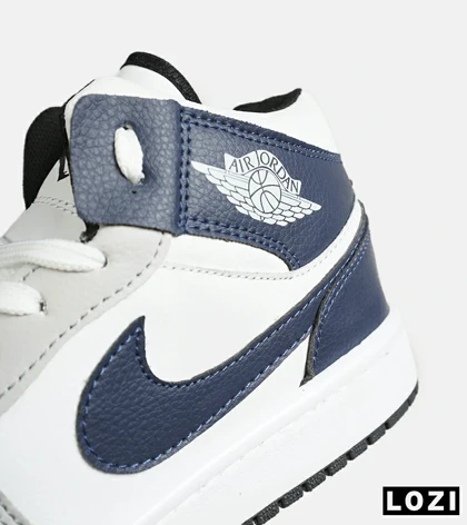 کفش کتانی ساق‌دار مردانه و زنانه سفید سرمه ای طوسی NIKE jordan 1 مدل 7693