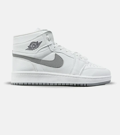 کفش کتانی ساق‌دار مردانه و زنانه سفید طوسی NIKE jordan 1 مدل 7691