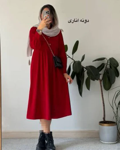 پیراهن مانتویی پاییزه آنیل جیب‌دار 3