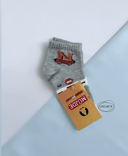 جوراب بچگانه نخ پنبه‌ای طرح ماشین (1-3 سال) - کد LEGACY0009