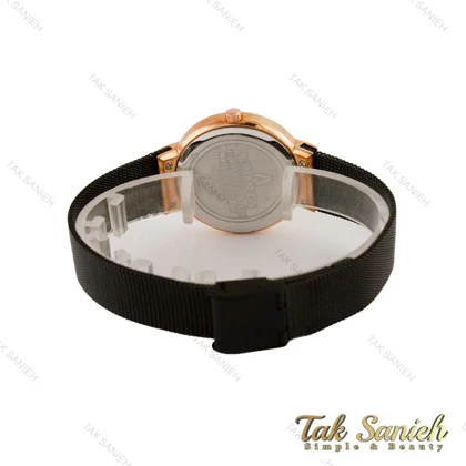 ساعت رومانسون زنانه حصیری مشکی رزگلد Romanson-5331-L