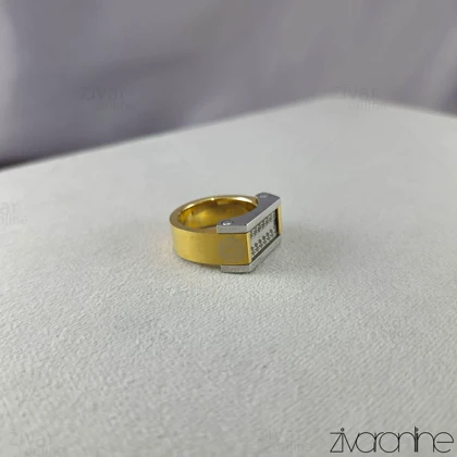 انگشتر مردانه دورنگ طلایی نقره ای 30298