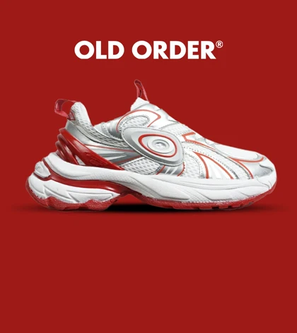 کفش کتانی سفید قرمز OLD ORDER turbo gt مدل 6531
