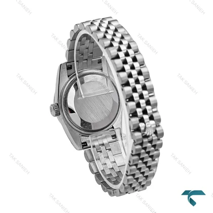 ساعت رولکس زنانه استیل صفحه صورتی دورنگین ایندکس نگین Rolex-6851-L