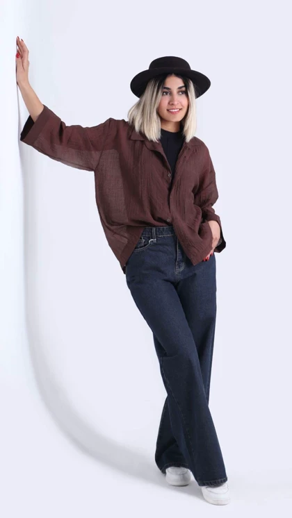 شومیز حریر شیشه ای مدل کامیلا کد 50353
