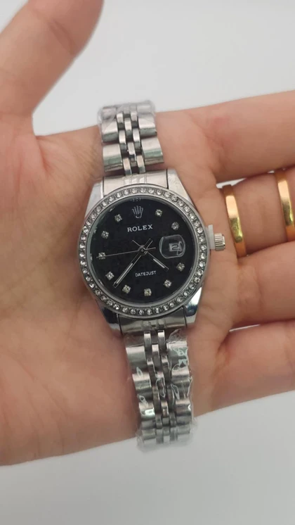 ساعت مچی زنانه رولکس Rolex با موتور کواتز و تاریخ دار