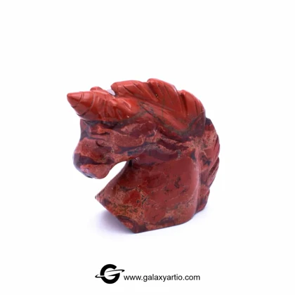 مجسمه تراش دست یونیکورن جاسپر سرخ