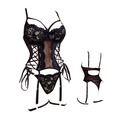 لباس خواب فانتزی فنردار مشکی برند لاوین کد 4185