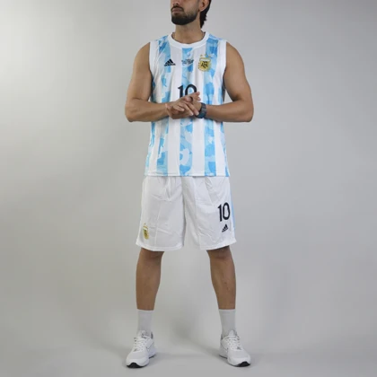 ست رکابی و شلوارک فوتبالی آرژانتین مدل Adidas-4D0603 سفید