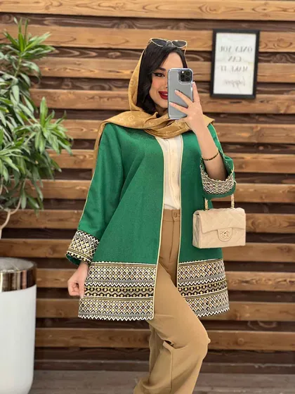 مانتو ژاکارد پولک دوزی