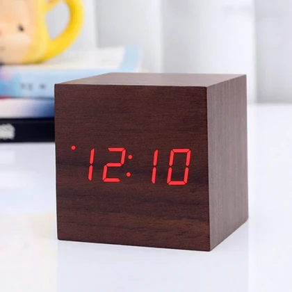 ساعت رومیزی دیجیتال وودن کلاک Wooden Clock مکعبی