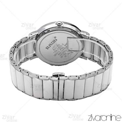 ساعت رادو مردانه سرامیکی نقره ای سفید ایندکس نگین‌دار 106342