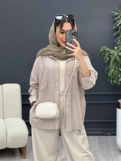 شومیز راه راه دو جیب نیلا