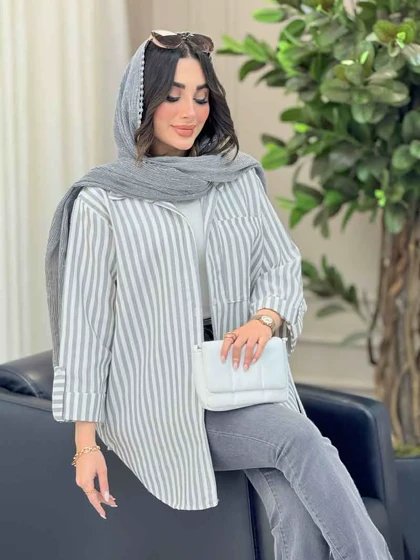 مانتو راه راه تک جیب سارینا