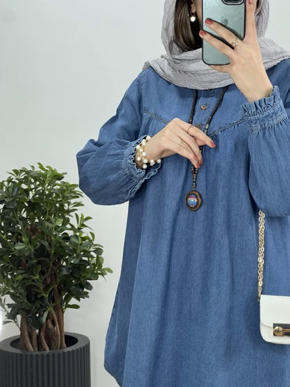 مانتو جین پاییزه یقه چین پریناز 6