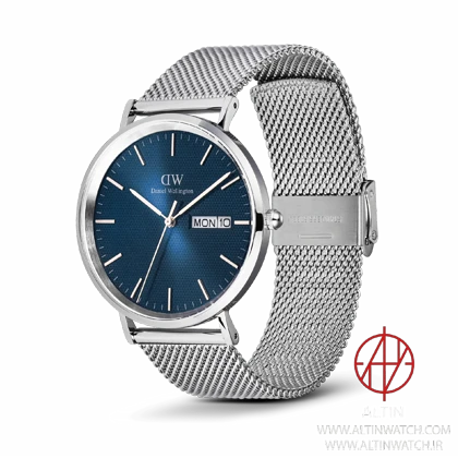 ساعت مچی مردانه دنیل ولینگتون مدل DW00100833 Classic Day Display Sterling Arctic صفحه آبی یخی با بند مش استیل
