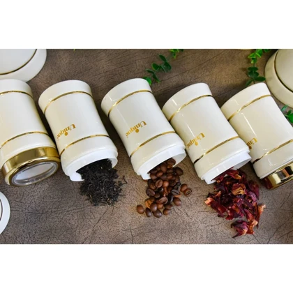 سرویس آشپزخانه 18پارچه خطی کرم طلایی یونیک 4690