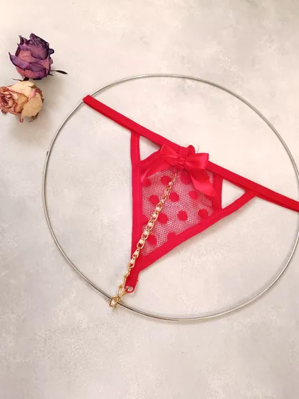 شورت توری زنجیر دار قرمز(فری سایز)