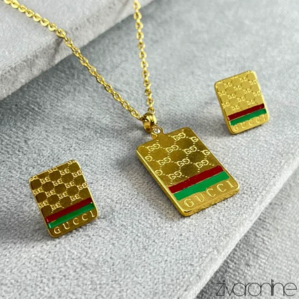 نیم ست طرح گوچی طلایی 10177