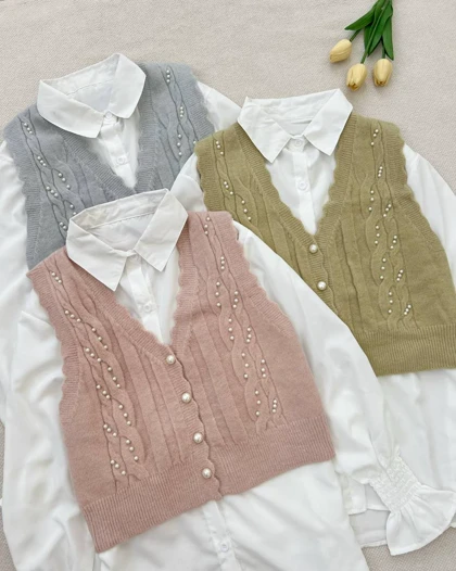 جلیقه بافت مروارید مدل 2 کد 5245