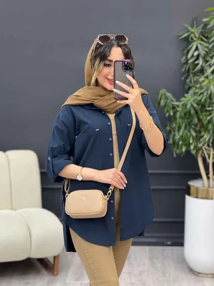 مانتو لینن رنگی بغل پنج دکمه