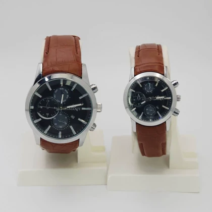 ساعت مچی ست مردانه و زنانه الگانس Elegance با بند چرم و سبک 3موتوره