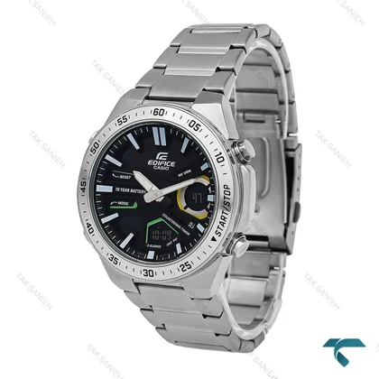 ساعت کاسیو ادیفایس EFV-C110 مردانه نقره ای صفحه مشکی سبز Casio-6673-G