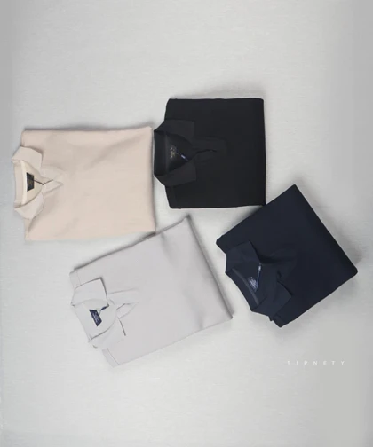 تیشرت آستین بلند مردانه یقه شکاری 0584