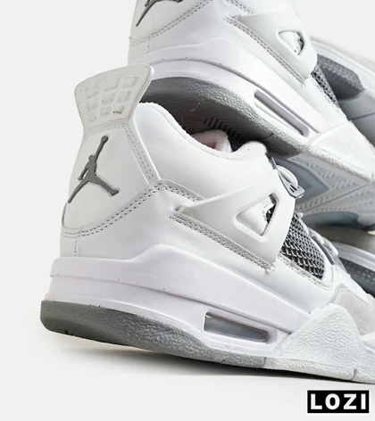 کتانی ساق‌دار زنانه و مردانه سفید طوسی Nike air jordan 4 مدل 6598