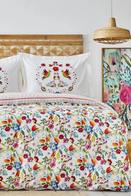 سرویس روتختی دو نفره Karaca Home مدل Parlin پنبه‌ای - سرخابی
