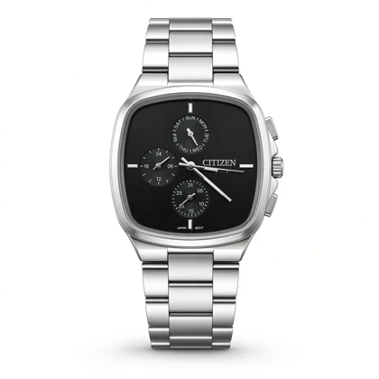 ساعت مچی مردانه سیتیزن سه موتوره صفحه مشکی با موتور ژاپنی و بند استیل رنگ ثابت