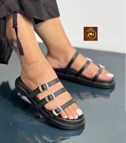 صندل دمپایی زنانه سه سگک