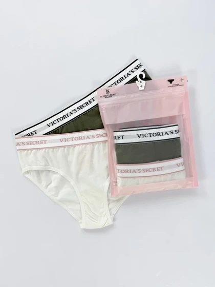 شورت اسلیپ زنانه نخ پنبه کمر کش ساده بسته 2 عددی ویکتوریا سکرت Victoria's Secret