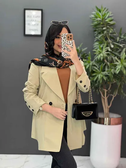 مانتو لینن دودکمه مدل آیریس