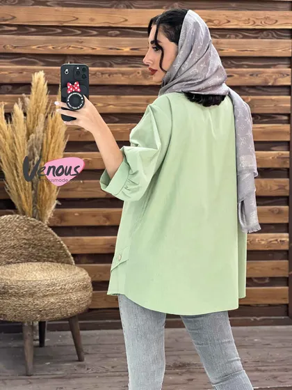 مانتو آستین سه ربع جلو دکمه