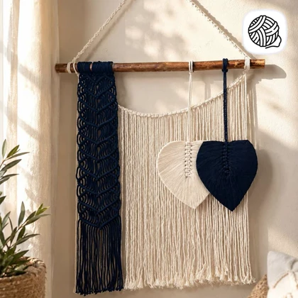 دیوار کوب مکرومه بافی مدل آبشاری 2 برگ کد 03 (عرض 50cm)