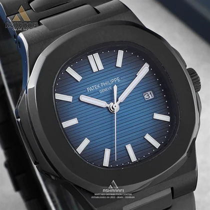 پتک ناتیلوس صفحه مشکی و آبی Patek Philippe Nautilus Black Venom 2