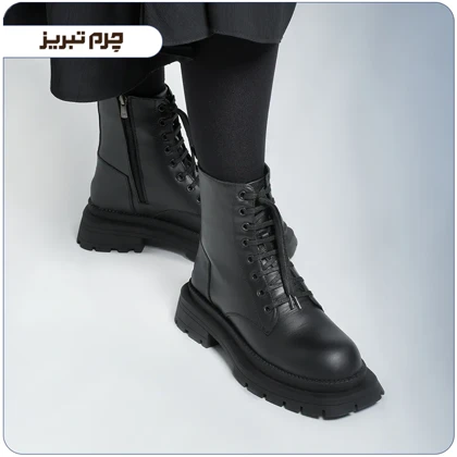 نیم بوت دخترانه مشکی چرم طبیعی کد B3642