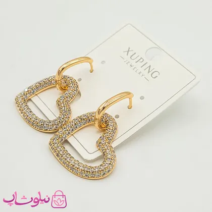 گوشواره زنانه ژوپینگ با آویز قلبی پرنگین