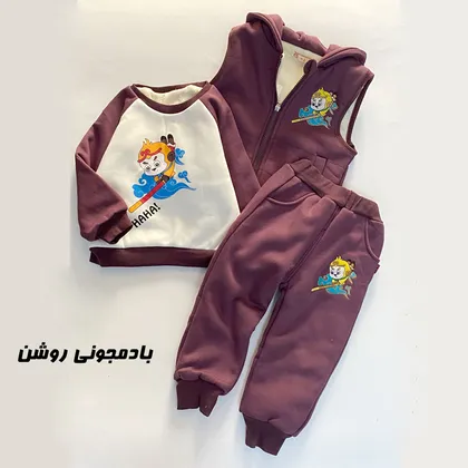 سه تیکه خز دار گرم(پافر بلوز شلوار ) رنج4سال