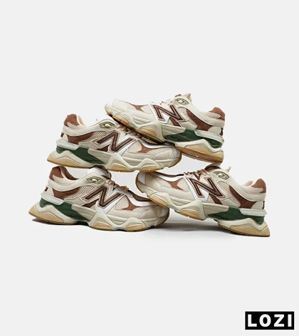 کفش کتانی مردانه و زنانه کرم قهوه ای سبز NEW BALANCE 9060 مدل 4958