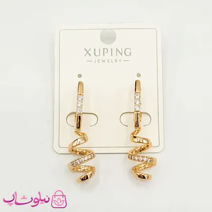 گوشواره زنانه ژوپینگ مدل مارپیچ طلایی