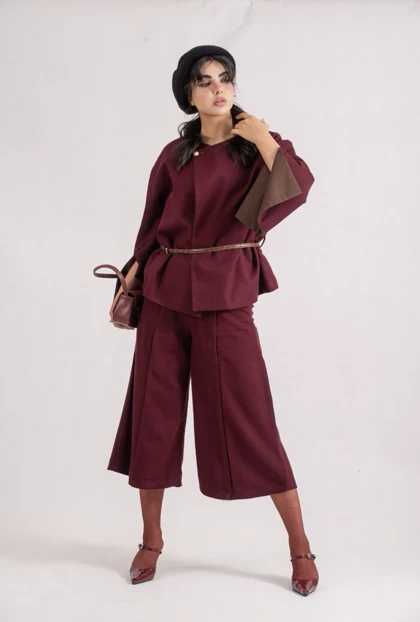 ست کت شلوار دو رو chocolate cherry