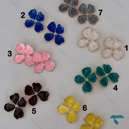 گوشواره میناکاری گل رنگبندی Ghoshvareh-8557-L