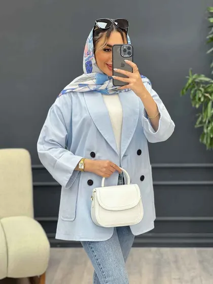 مانتو لینن چهار دکمه آستین پاکتی