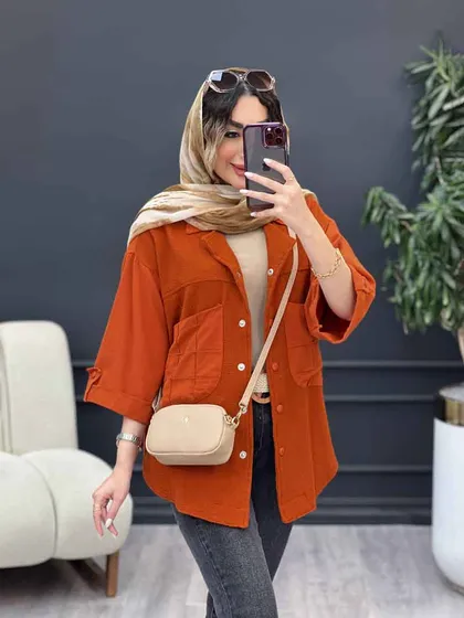 مانتو ترکیبی دو جیب برش‌دار