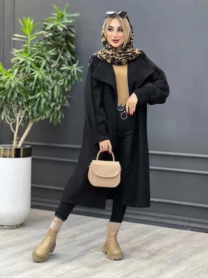 پالتو یقه آمریکایی آستین پیله