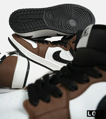 کتانی ساق‌دار زنانه و مردانه سفید مشکی قهوه ای Nike air jordan 1 مدل 6621